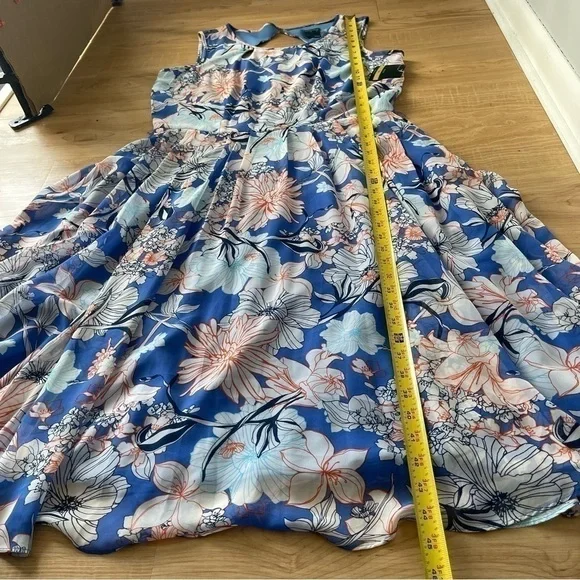 Nwt Gabby Sky Floral Fit & Flare Keyhole Dress Sleeveless - Picture 11 of 14